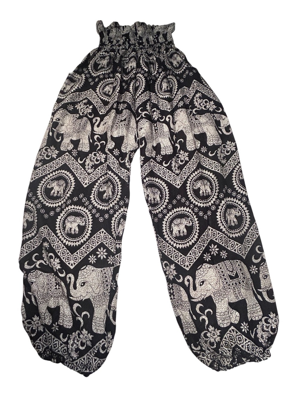 Animal Print Elastic-Waist Hippy Flowy Boho Harem Sheer Rayon Pants Culottes